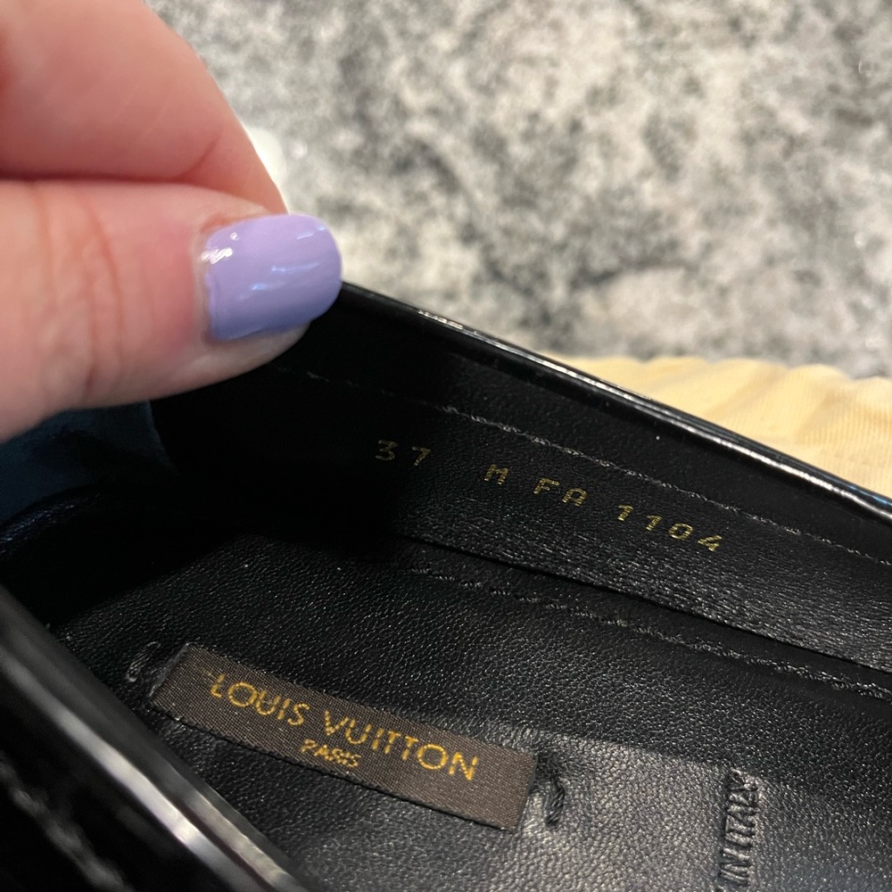 Louis Vuitton Black Patent Leather Flats loafer size 37 - Picture 3 of 8